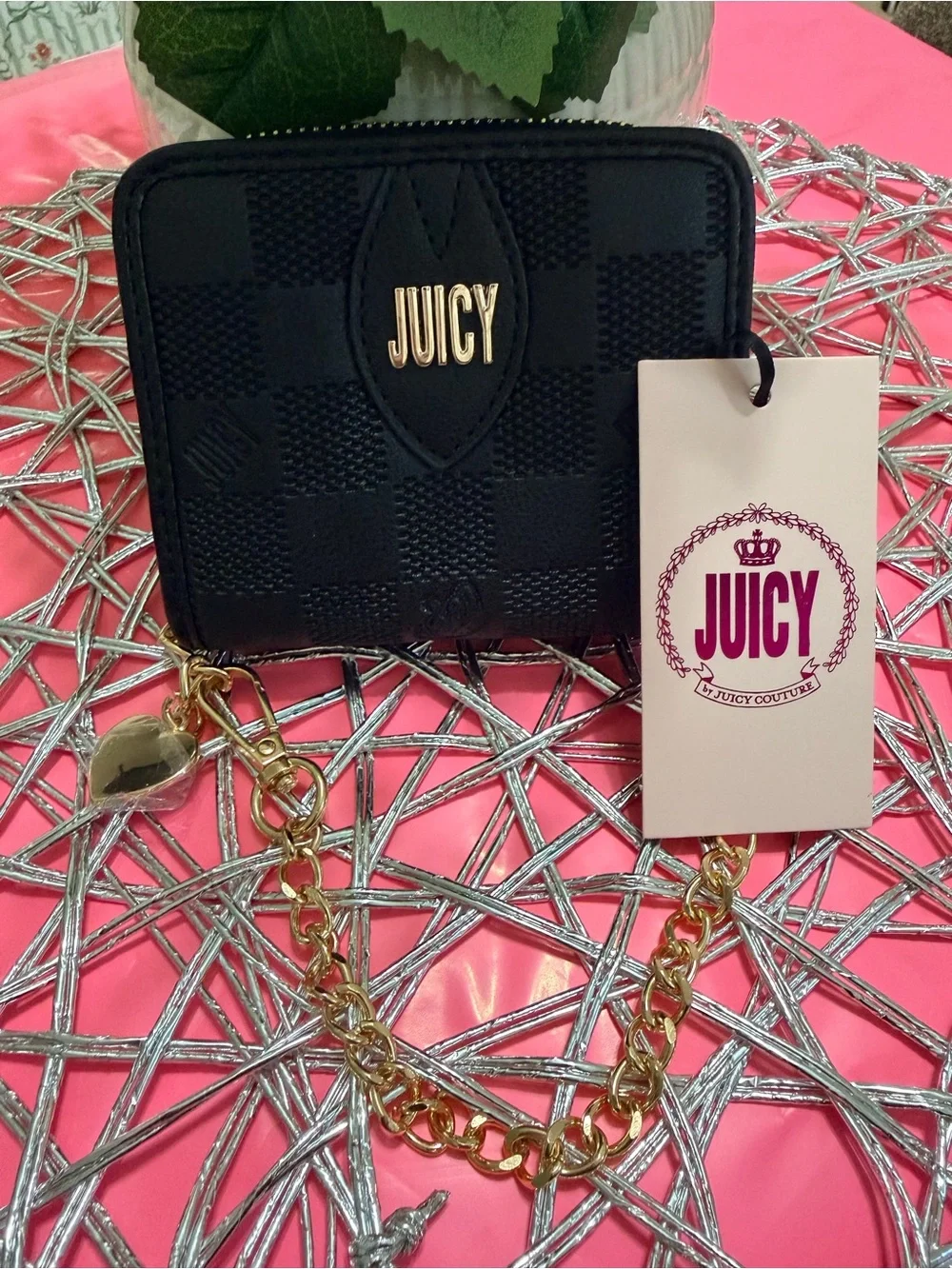 NWT: Juicy By Juicy Couture Checkmate Womens Zip Around Wallet